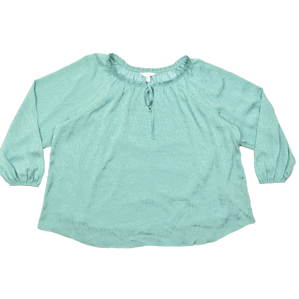 LC Lauren Conrad Women's Plus 2X Adel Blue Long Sleeve Peasant Blouse Top NWT
